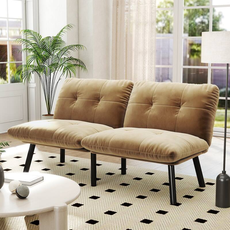 Roomfitters Modern Convertible Sofa Bed Futon Couch, Folding Sleeper Loveseat with Tufted Back