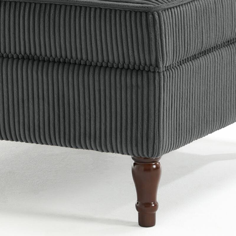 Corduroy Flip Top Dual-Use Storage Ottoman Coffee Table