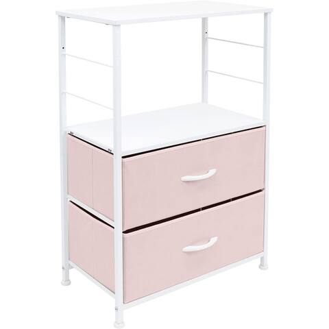 Nightstand 2-Drawer Shelf Storage - Bedside Furniture End Table Chest