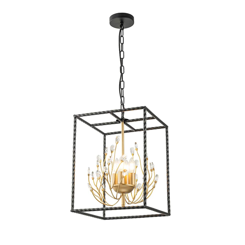 Elise 4-Light Modern Kitchen Chandelier with Crystal Accents - 13 In. Wide