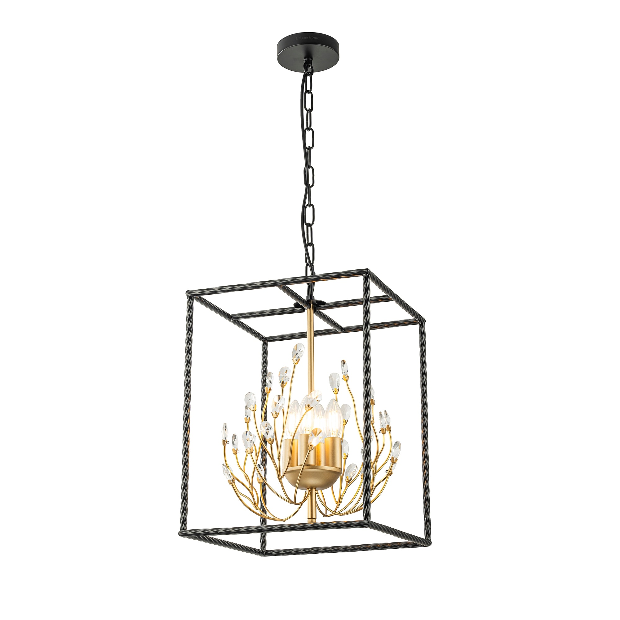 Elise 4-Light Modern Kitchen Chandelier with Crystal Accents - 13 In. Wide