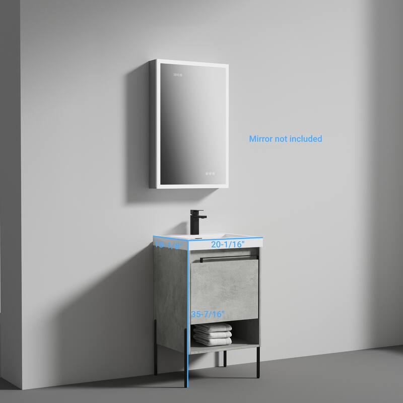 Freestanding Bathroom Vanity Set with Open Shelf & Topmounted Sink