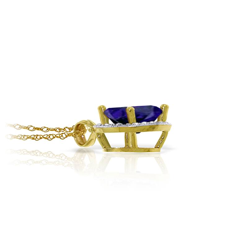 5.26 Carat 14K Solid Gold Gemstone Necklace Natural Diamond Sapphire