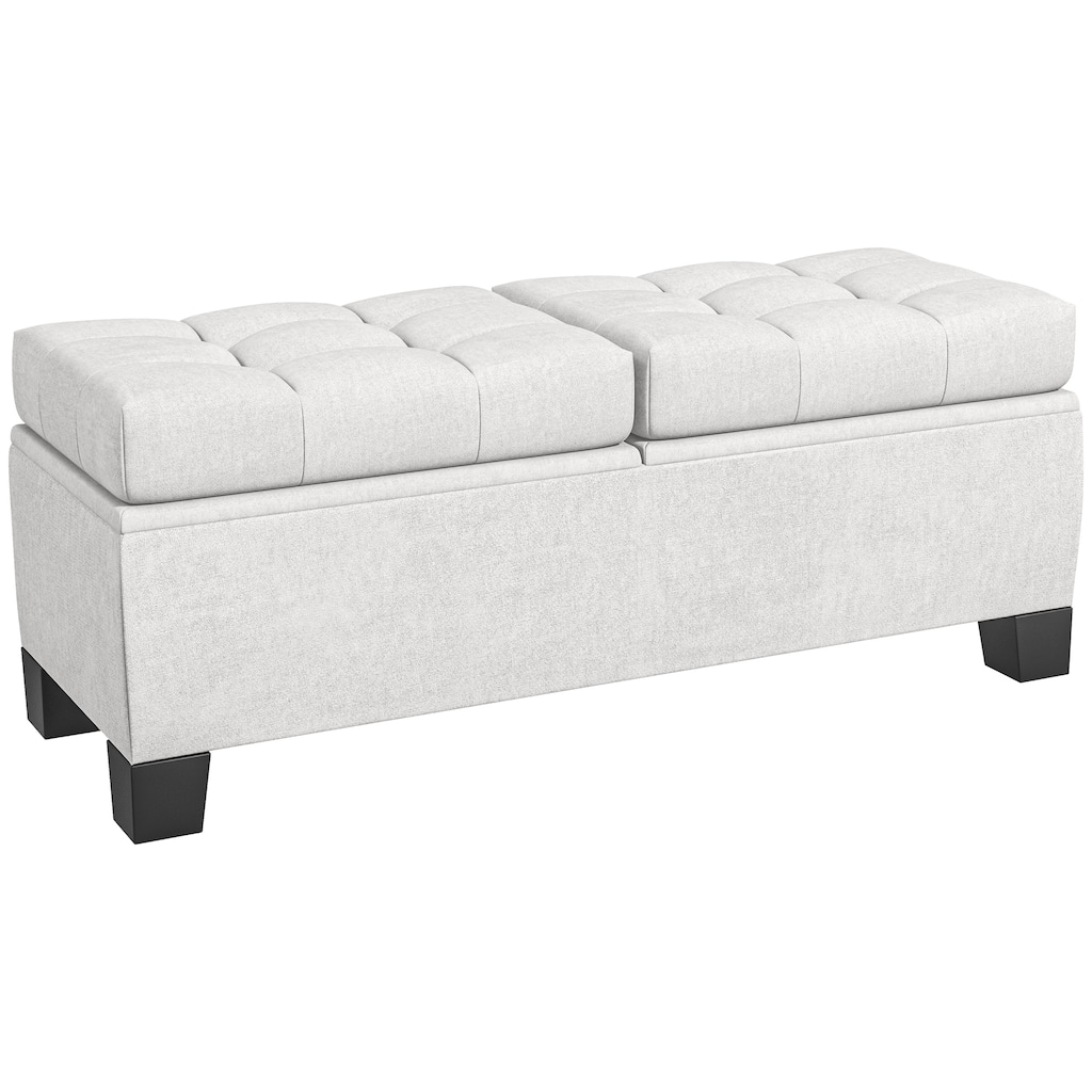 46" Storage Ottoman Bench, Upholstered End of Bed Bench with Steel Frame, Button Tufted Storage