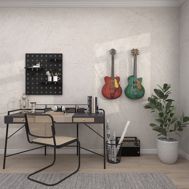 Multi Colored Metal Guitar Home Wall Decor (Set of 2)