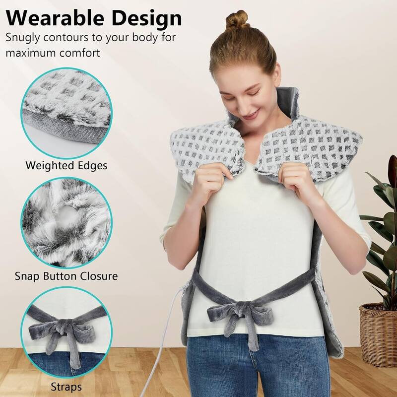35"x24" Electric 4 Massaging Heating Pad for Back Neck Shoulders Pain Relief, Best Winter Gifts