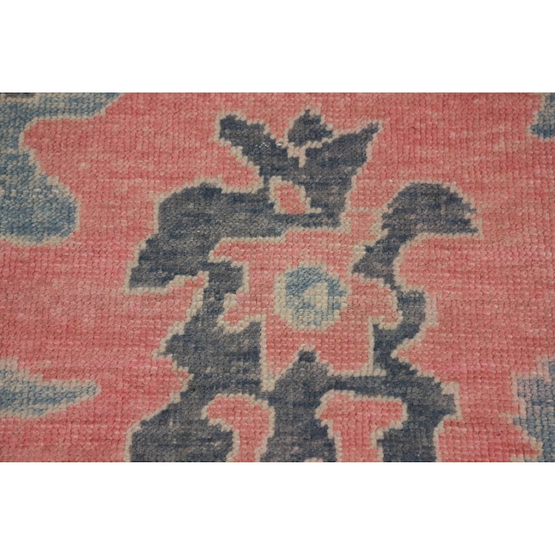 Hand Knotted Oriental 100% Wool Carpet Transitional All-Over Pink Oushak Area Rug - 12' 5'' X 9' 5''
