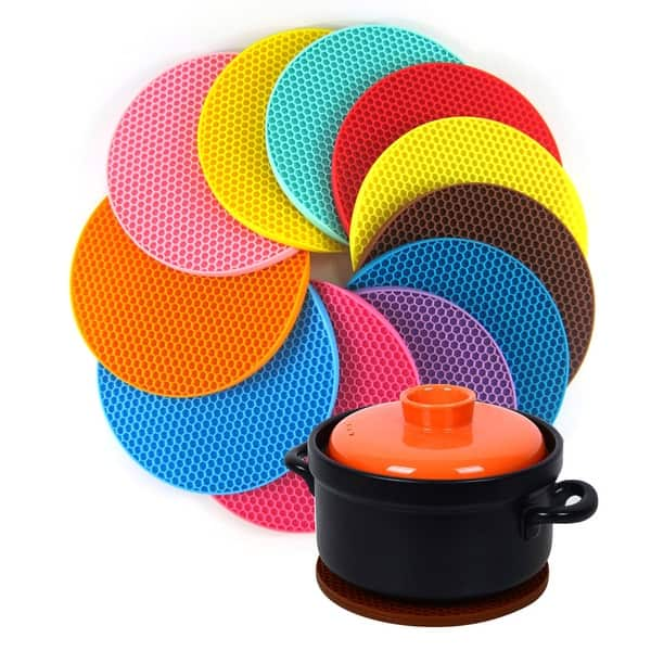 Table Mat Food Grade Heat-Resistant Silicone Rectangular Pot Holder Dining  Table Protective Pad Bar Tools 