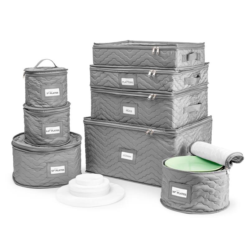 Dinnerware Quilted Storage Set (8 Pc) - Grey
