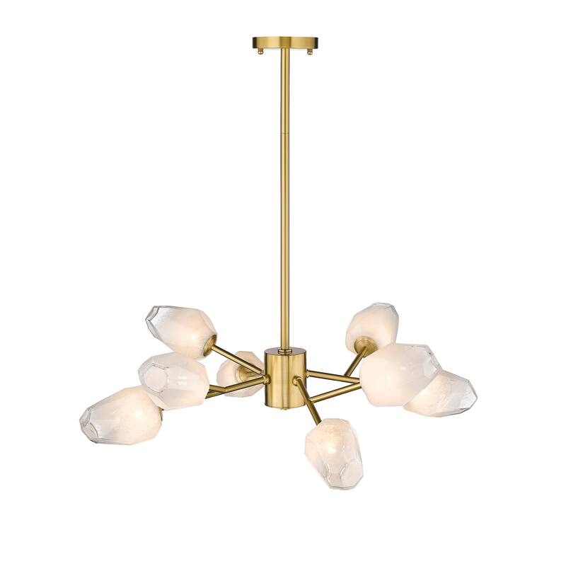 8-Light Gold Iron Chandelier With Glass Shades