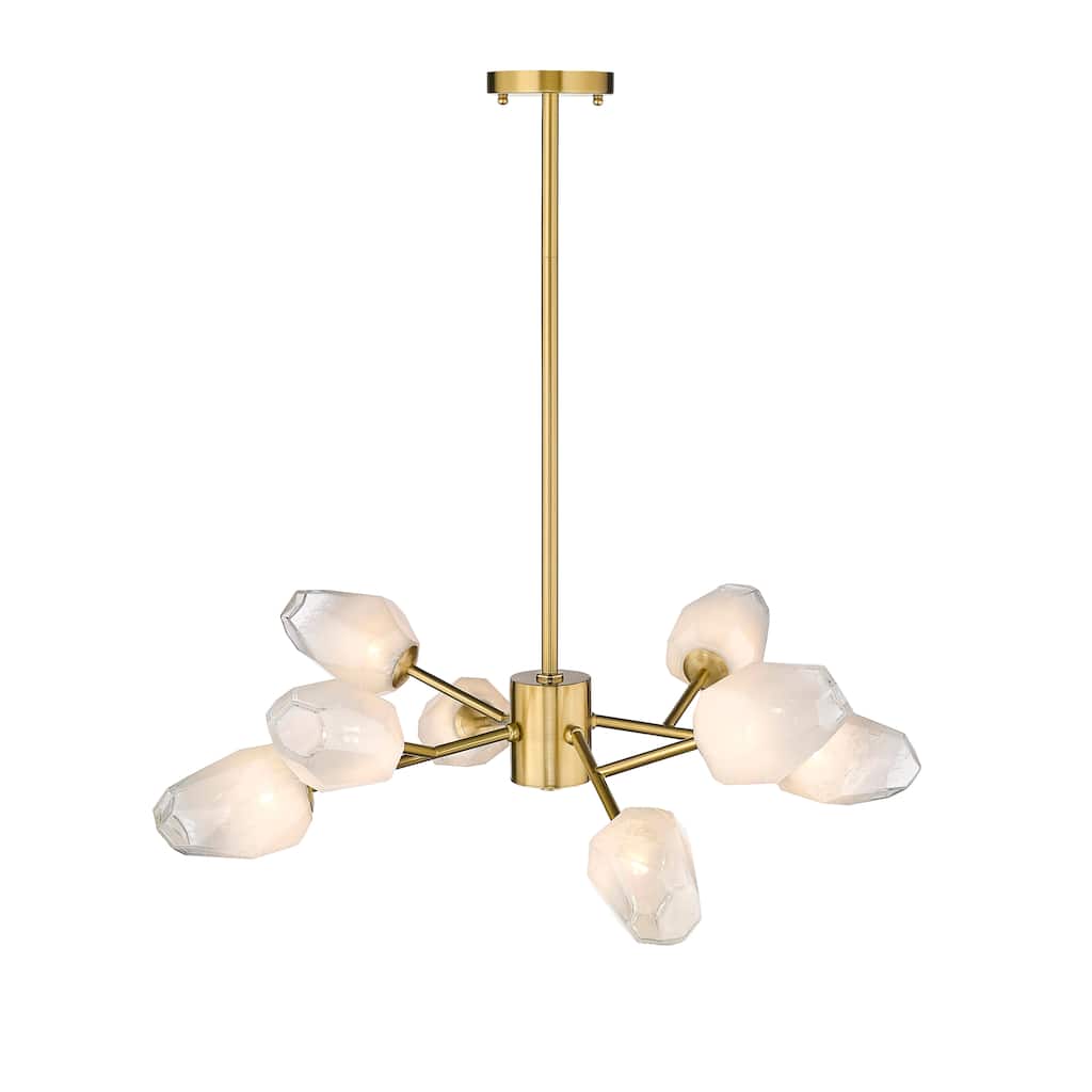8-Light Gold Iron Chandelier With Glass Shades