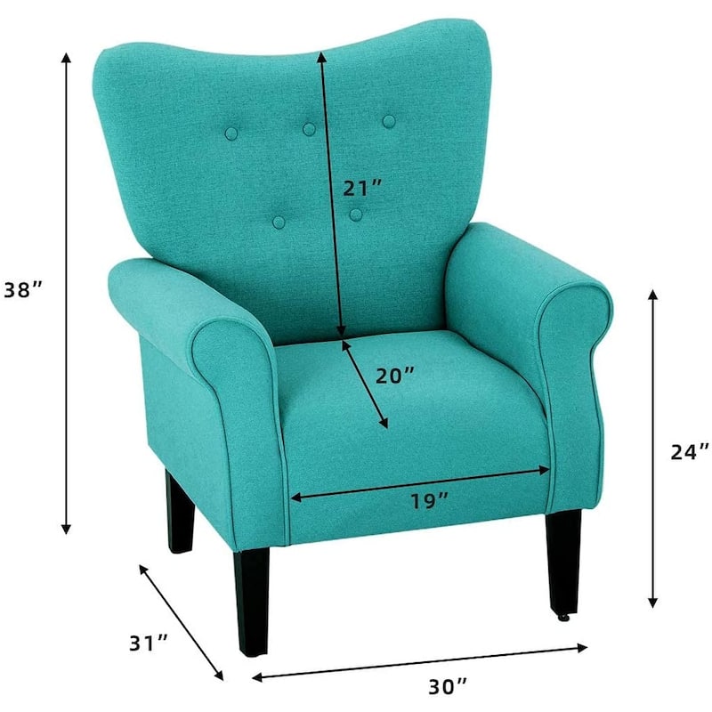 Erommy Wing back Arm Chair, Upholstered Fabric High Back Chair with Wood Legs
