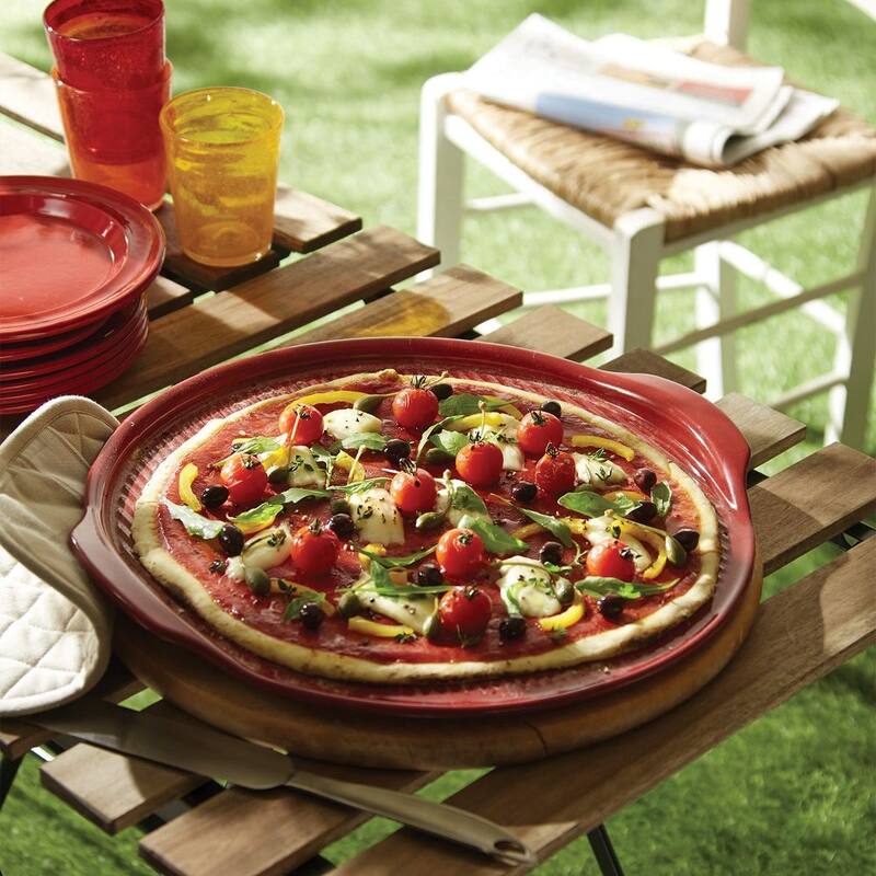 Oven safe 14" Round Large Pizza Stone, Dishwasher safe, Charcoal