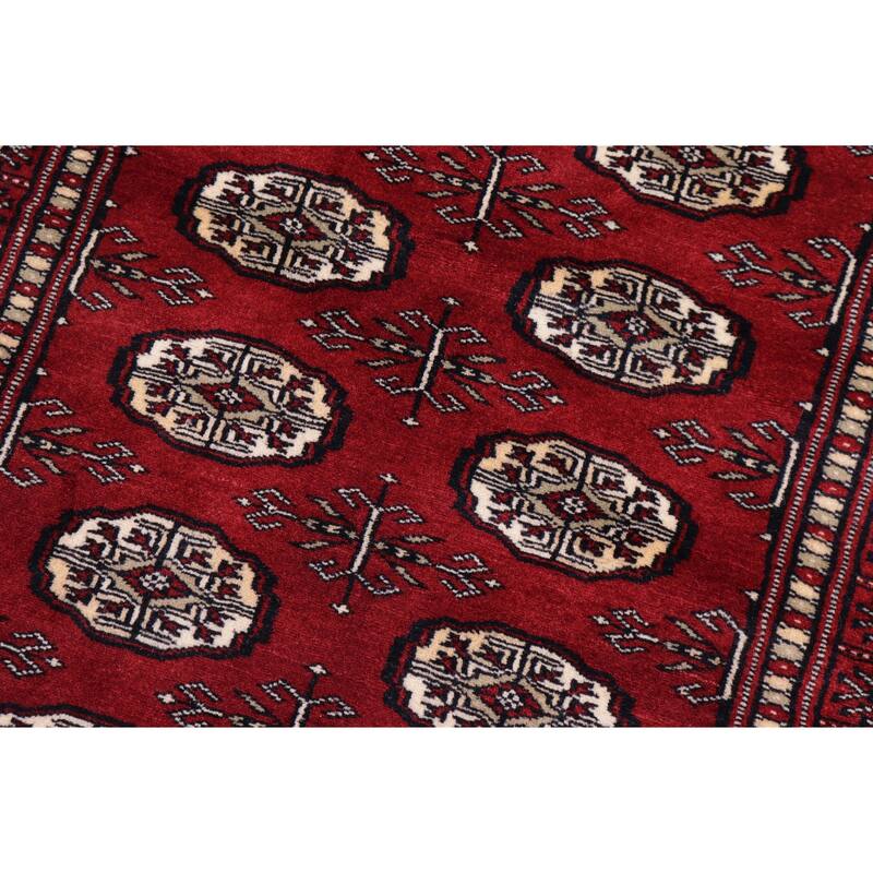 Tribal Bokhara Harding Red/Beige Hand Knotted Wool Runner - 2'7'' x 11'10''