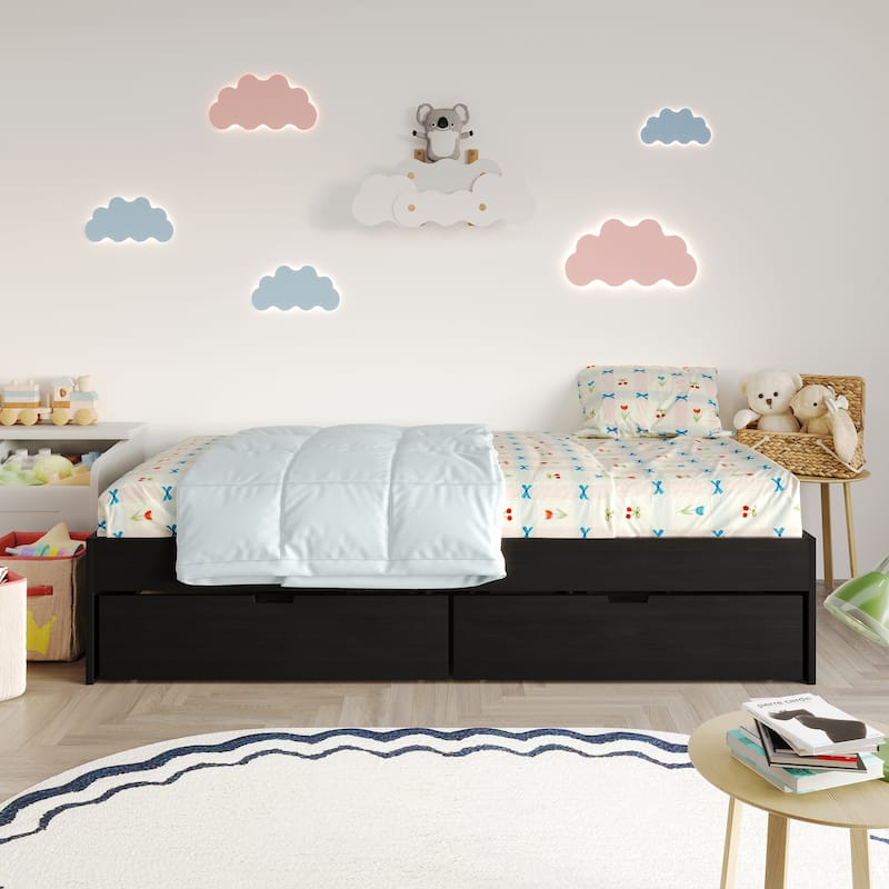 CraftPorch Wooden Twin Mates Bed with Storage