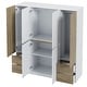 preview thumbnail 9 of 10, Freestanding Wardrobe Closet Cabinet with Hanging Rods & 4 Drawers, 6-Doors Wooden Clothes Storage Cabinet Bedroom Armoire