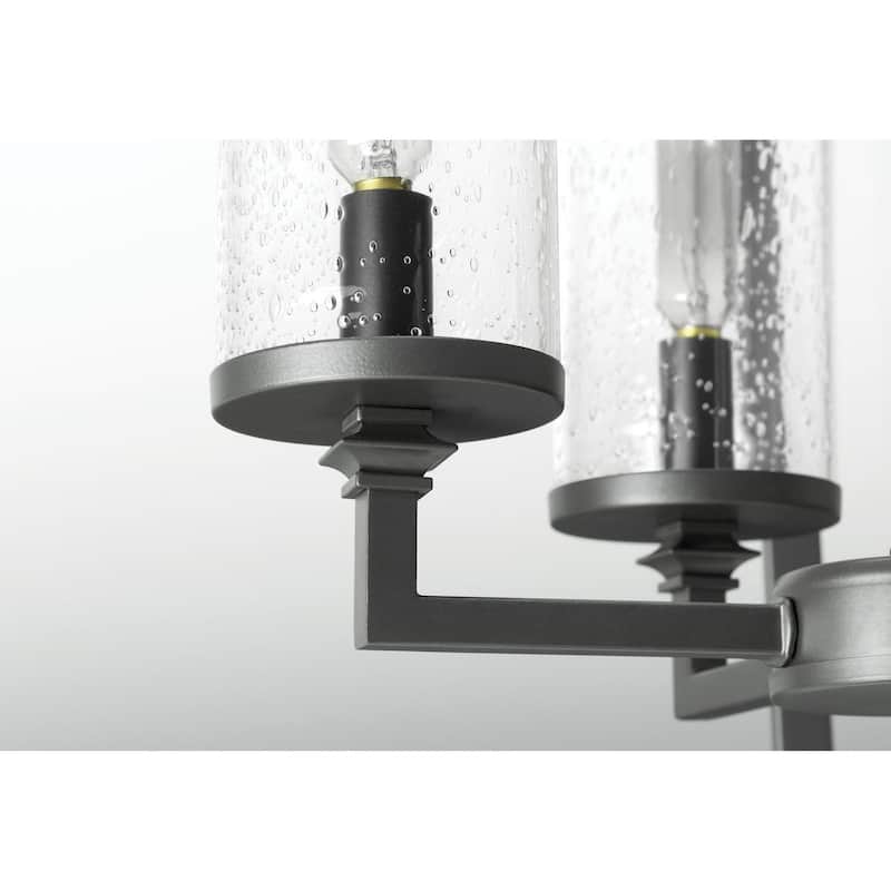 Gresham Collection 15-Light Graphite Clear Seeded Glass Farmhouse Chandelier Light