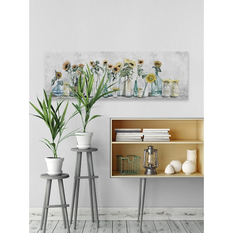 'Sunflower Sets' Painting Print on Wrapped Canvas