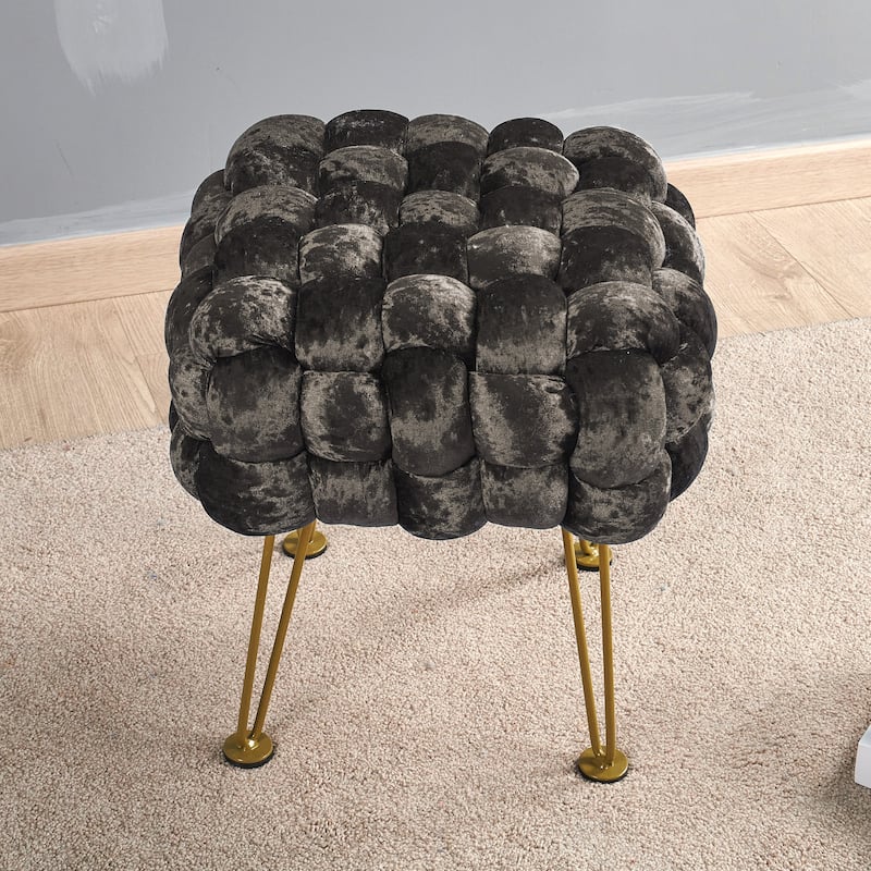Home Soft Things Crushed Velvet Pouf Stool Ottoman