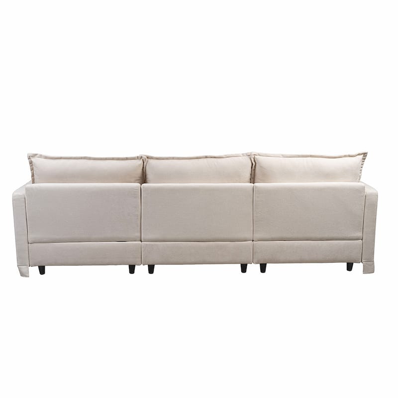93" Modular L-Shaped Sectional Sofa Couch for Living Room, 4-Seater Modern Sofa Set with Movable Ottoman