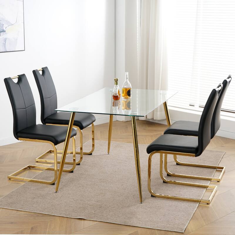 Modern Dining Chairs with Faux Leather Padded Seat