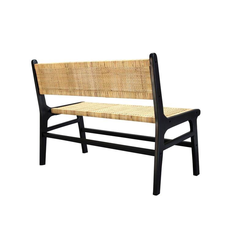 Woven Rectangular Rattan Bench - 47.25" - Black and Brown