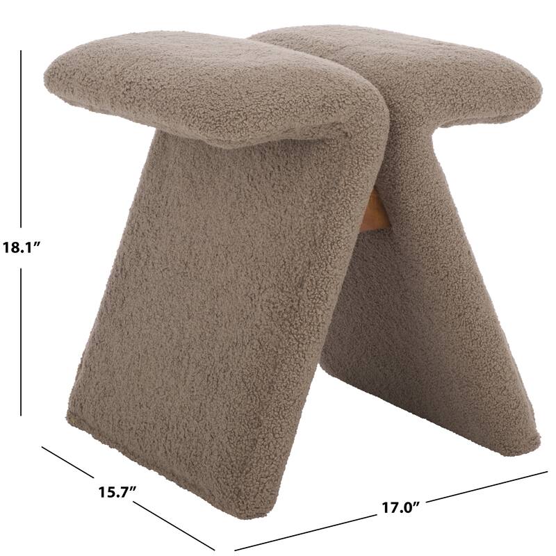 SAFAVIEH Couture Tessabella Teddy Fabric Ottoman