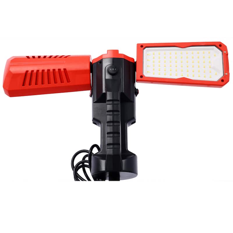 10000 Lumen 100 Watt Dual-Head LED Work Light - Black+Red