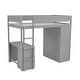 preview thumbnail 5 of 13, Classic Twin Loft Bed Solid Wood Structure Slats Loft Bed with All-in-One Desk Drawers ,Guardrail, Sliding Doors Cabinet - Grey