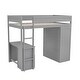 preview thumbnail 23 of 32, Wood Twin Size Loft Bed with Wardrobes and 2-Drawer Desk with Cabinet