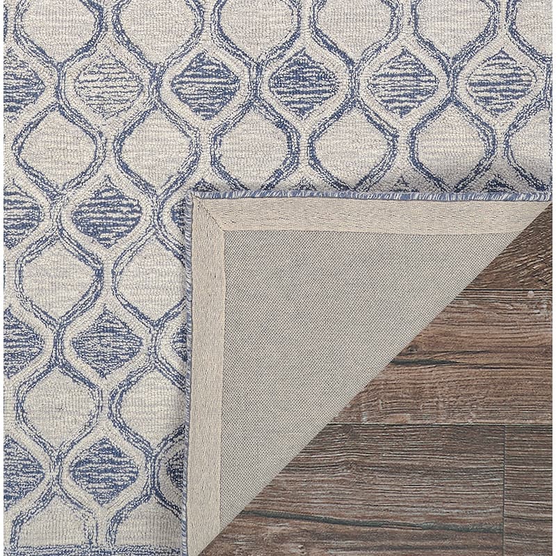 Handmade Terasia Geometric Sea Wool Area Rug