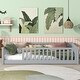 preview thumbnail 71 of 84, Montessori Twin Size Toddler Floor Bed with Fence without Door, Open-row Design Wood Frame Platform Bed with Safety Guardrails