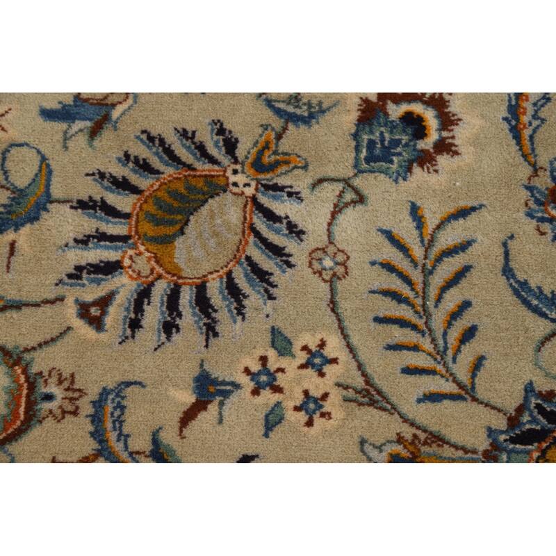 Vegetable Dye Floral Kashan Persian Large Rug Handmade Wool Carpet - 11'0"x 14'11"