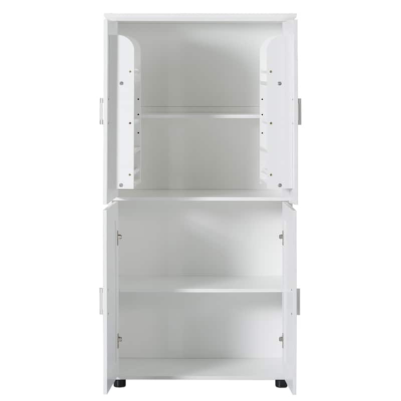 Tall and Wide Bathroom Floor Storage Cabinet, Bathroom Storage Unit, Freestanding Cabinet with 4 Doors, Adjustable Shelves