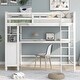 preview thumbnail 1 of 43, Twin Size Loft Bed Kids Bed Frame Wooden Storage Bed with Desk, Shelves, Pull-out Drawers, Ladder and Guardrail White - Twin