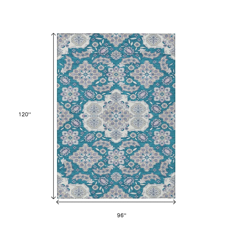 HomeRoots Medallion Traditional Rectangle Outdoor Rug
