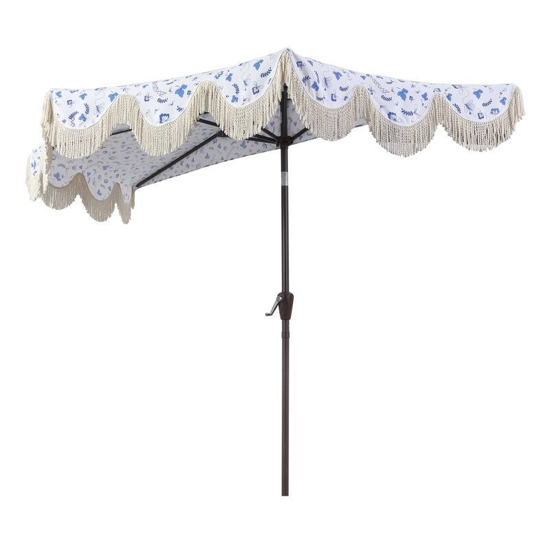 9ft Half Market Umbrella, Scalloped, Crank, Tilt, UV, by JONATHAN Y