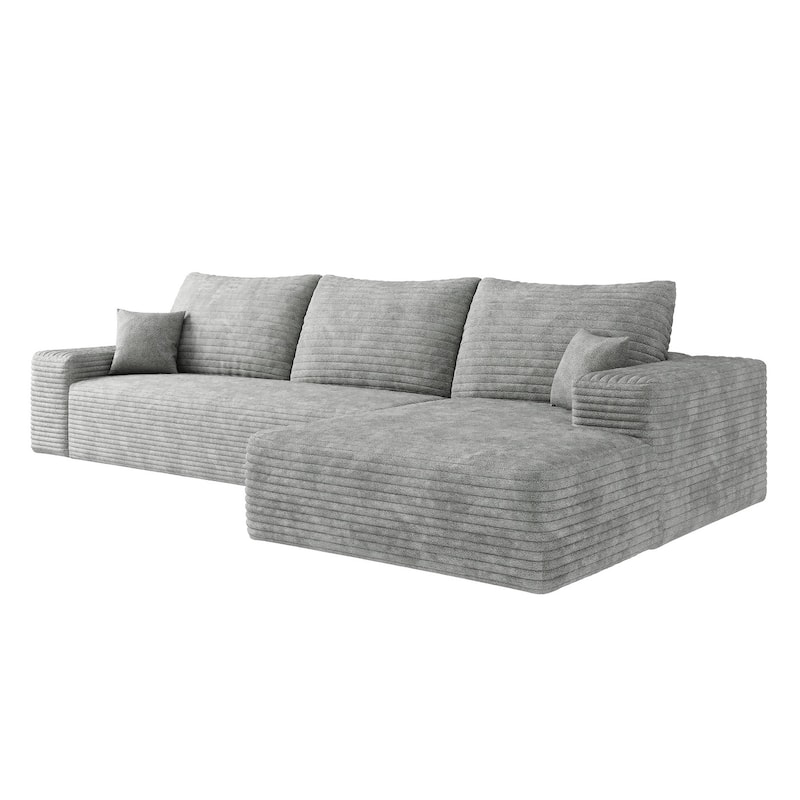Sofa 107-in Casual Gray 3 -seater Right Reclining Sectional - 8' x 10'