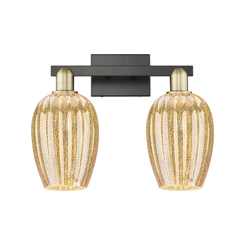 Innovations Lighting 716-2W-14-16 Preston Vanity Flute Preston 2 Light - Black Antique Brass / Mercury