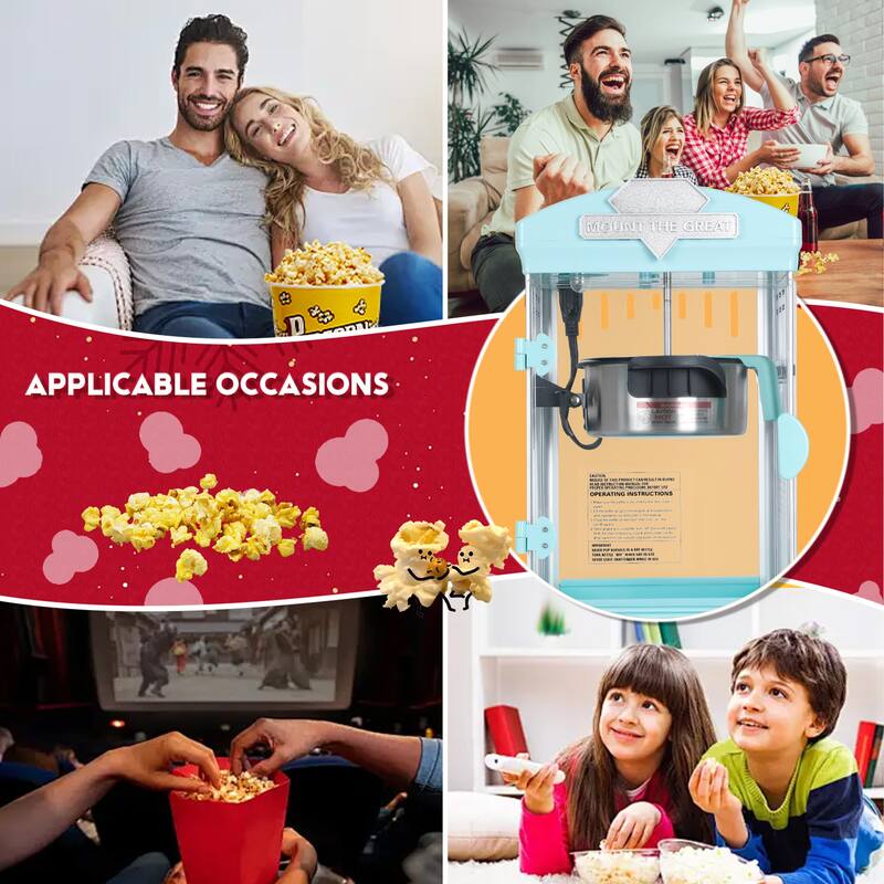 Portable Popcorn MAKER Machine, 8 Ounce Kettle Popcorn Maker , Warming Deck, Countertop Popcorn Popper
