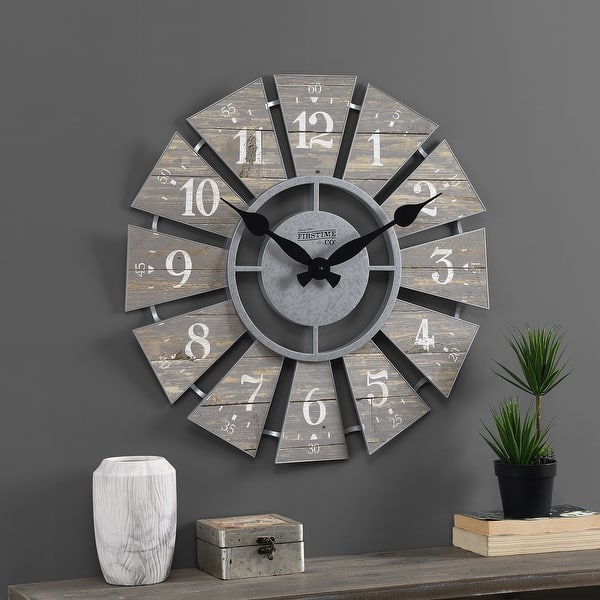 FirsTime & Co. Numeral Farmhouse Windmill Clock, Plastic, 24 ...