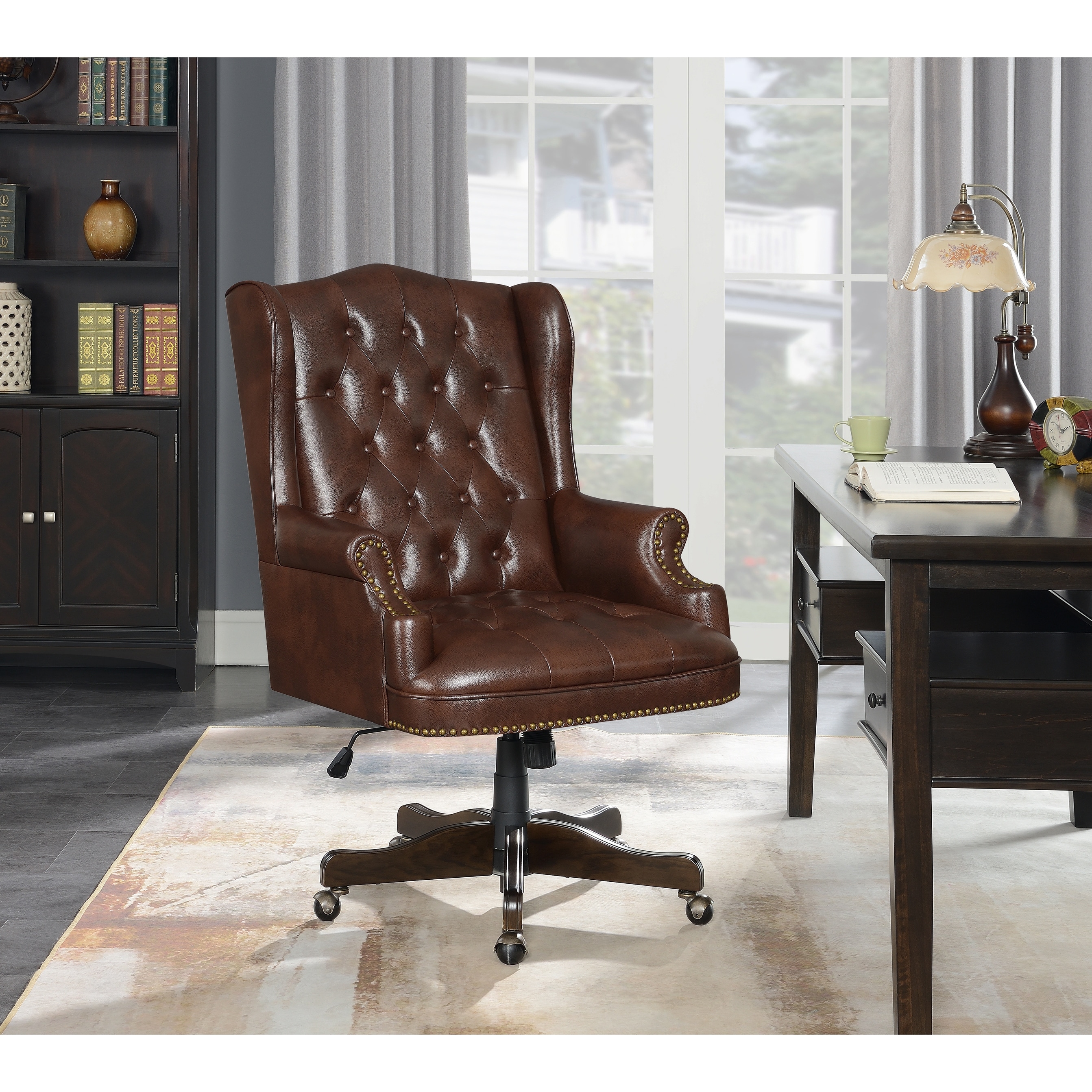 Copper Grove Teaupa Brown and Dark Cherry Height-adjustable Office Chair