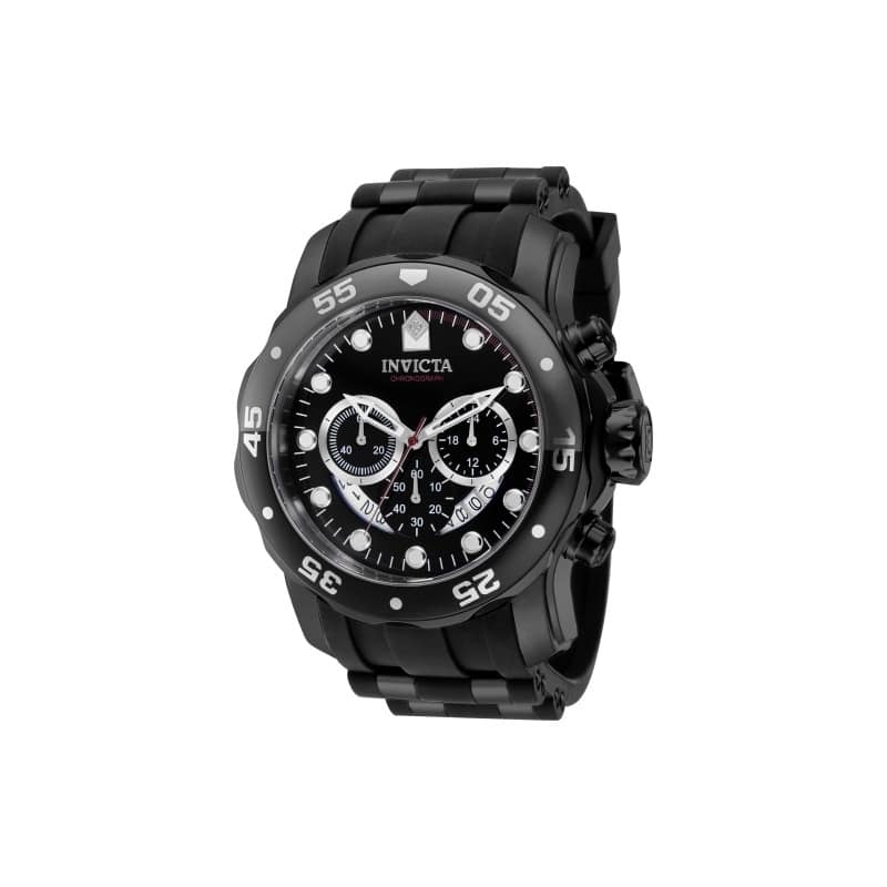 Invicta Men's 37231 Pro Diver Quartz Chronograph Black, Red Dial Watch - Black
