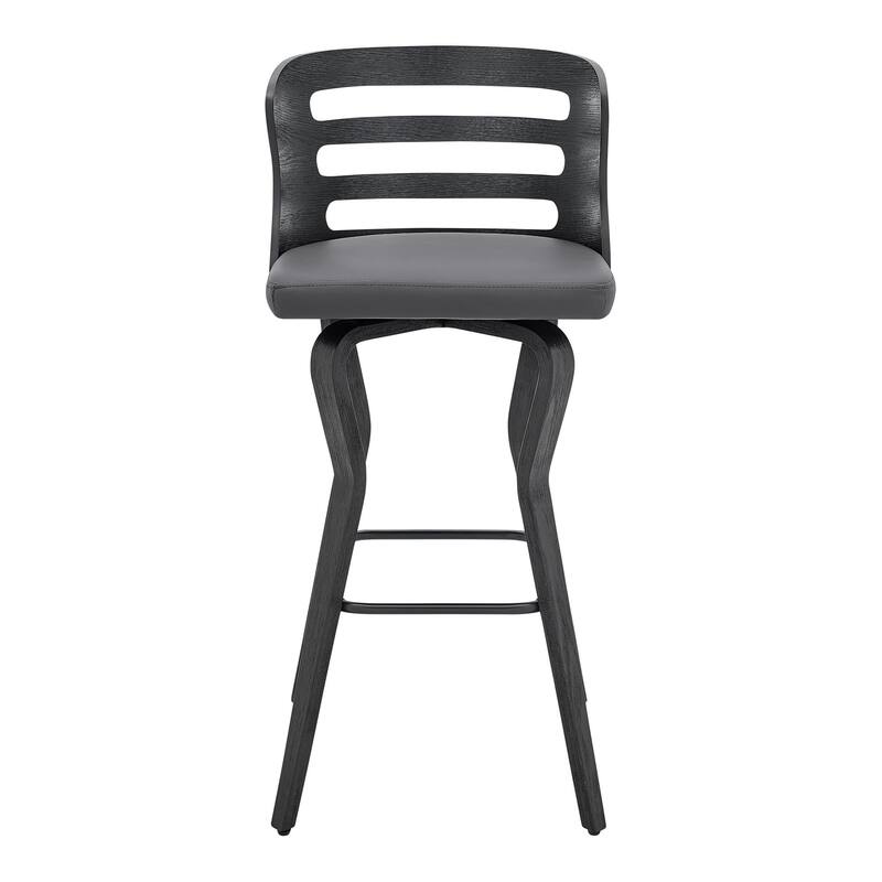 Faux Leather Swivel Bar Stool with Low Back and Footrest
