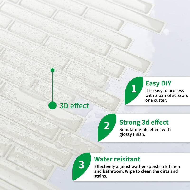 Peel and Stick Tile for Kitchen, Self-Adhesive Kitchen Backsplash, Vinyl Decorative Tiles (10 Tiles)
