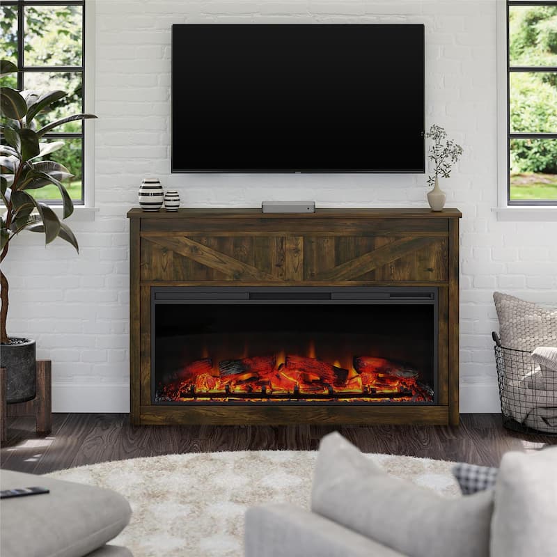 Avenue Greene Becken Ridge Wide Modern Farmhouse Mantel with Electric Fireplace
