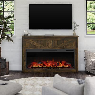 Avenue Greene Becken Ridge Wide Modern Farmhouse Mantel with Electric Fireplace