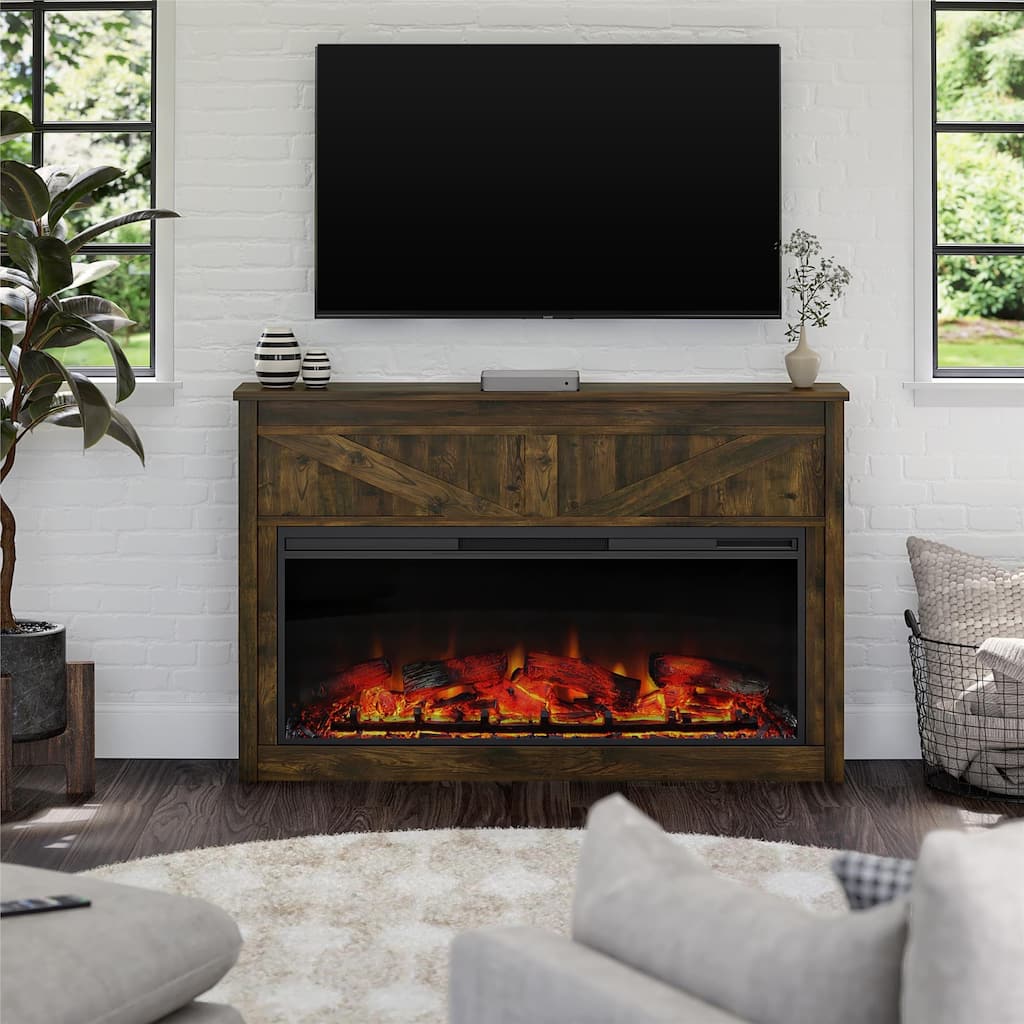 Avenue Greene Becken Ridge Wide Modern Farmhouse Mantel with Electric Fireplace
