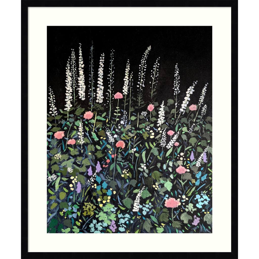 Night Garden by Claire Whitehead Wood Framed Wall Art Print - Svelte Noir Black