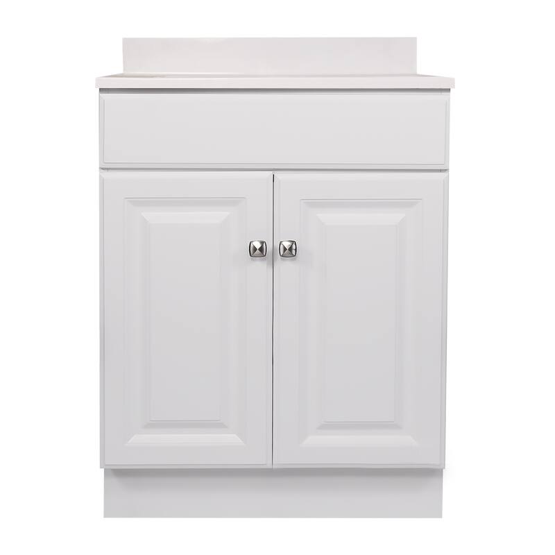 Design House 591164 Wyndham 2-Door Bathroom Vanity with Cultured Marble 4" Centerset White on White Vanity Top